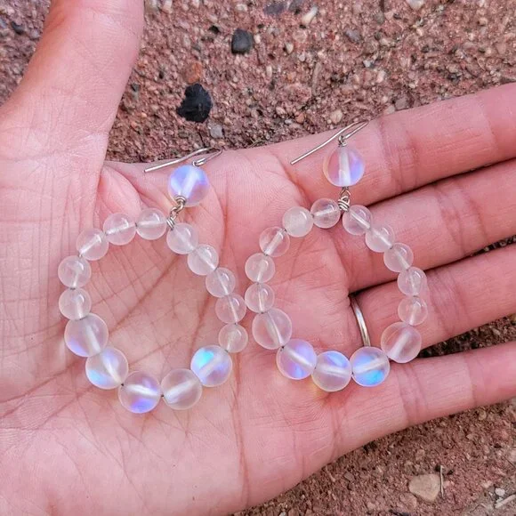 Stunning OOAK rare rose quartz + pink mermaid glass beads 925 sterling silver ea